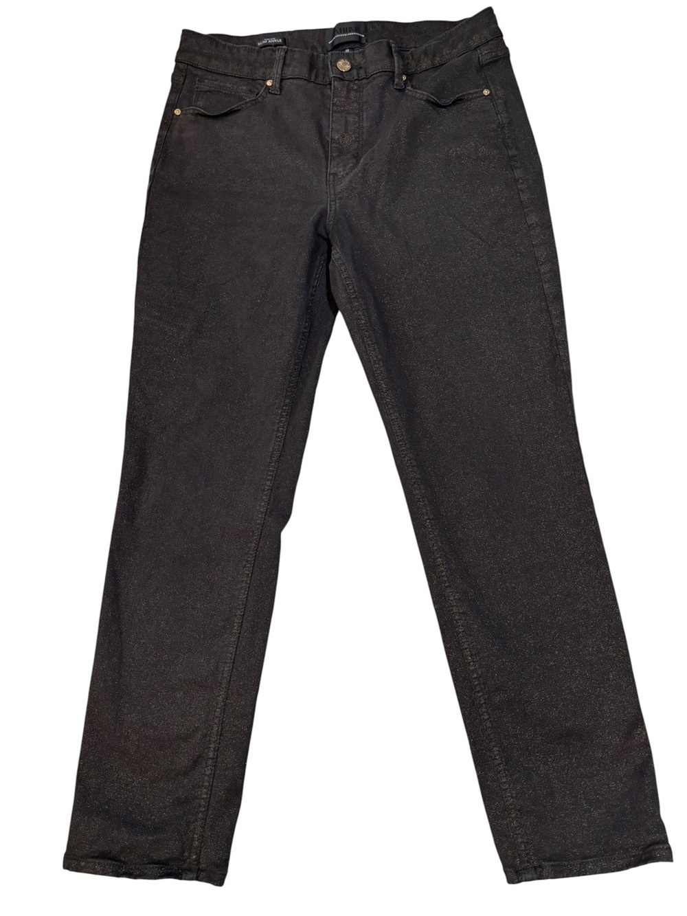 White House Black Market Jeans, Glitter High-Rise Black Ankle Skinny, Size 10